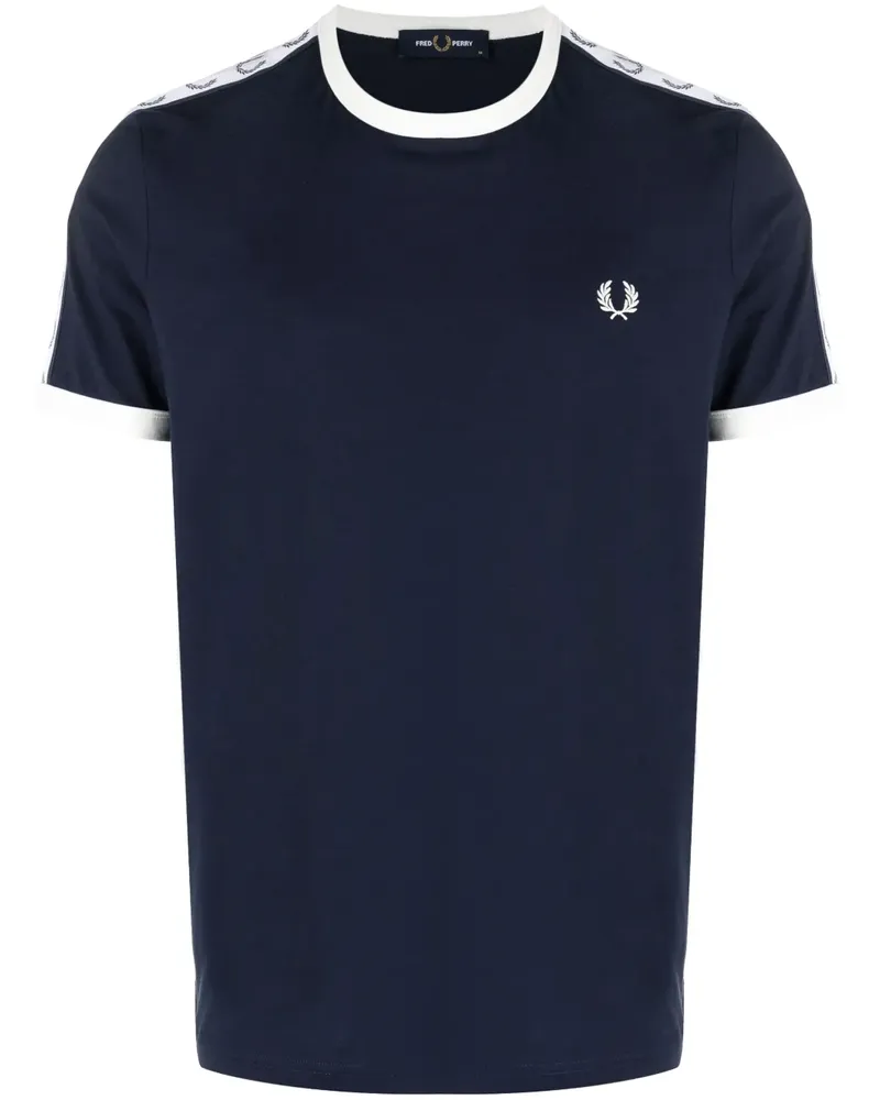 Fred Perry Ringer T-Shirt mit Logo-Streifen - Blau Blau