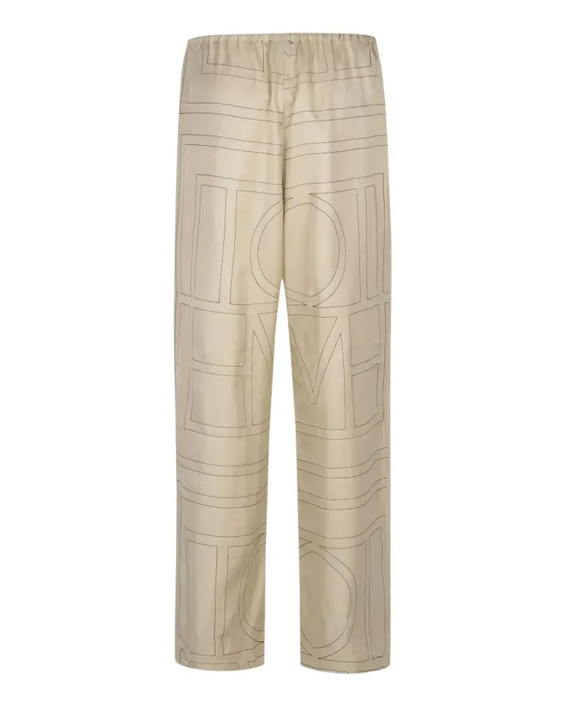 Totême monogram silk trousers - Nude Nude