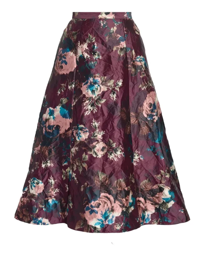 Erdem floral-print A-line midi skirt - Violett Violett