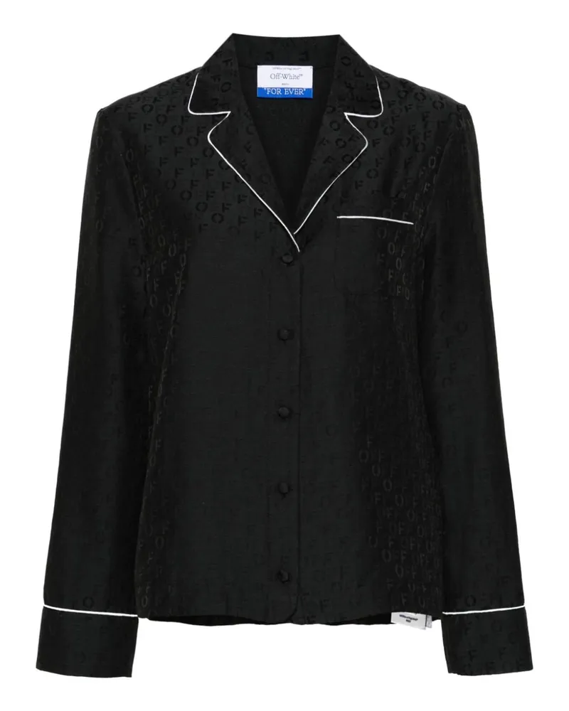 OFF-WHITE Pyjamaoberteil mit Monogramm-Jacquard - Schwarz Schwarz