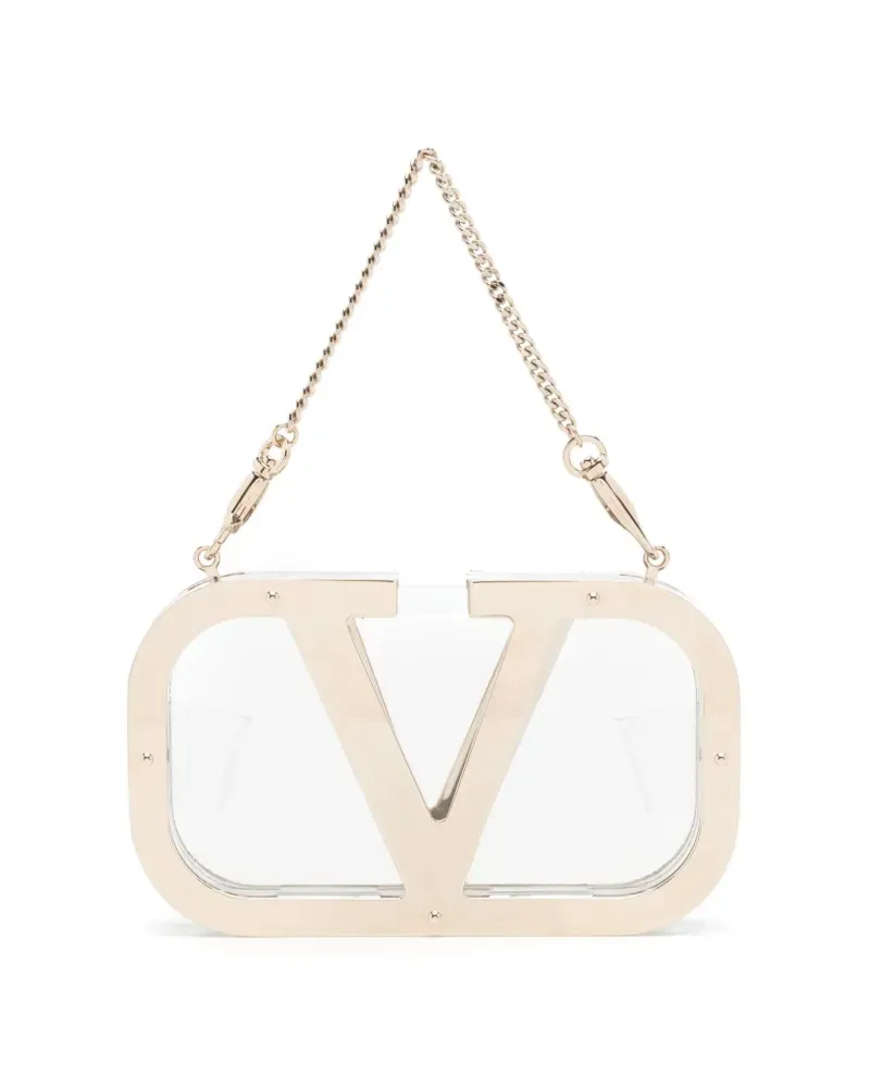 Valentino Garavani Transparente Clutch mit Logo-Schild - Metallic Metallic