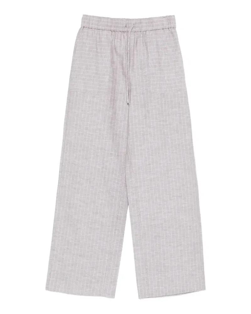 Max Mara Gestreifte Palazzohose mit Kordelzug - Nude Nude