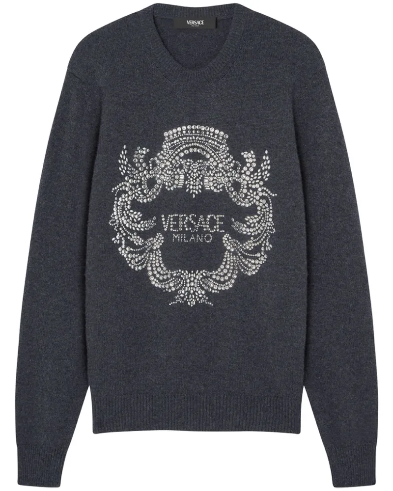 Versace Iconic Crest Pullover mit Verzierung - Grau Grau