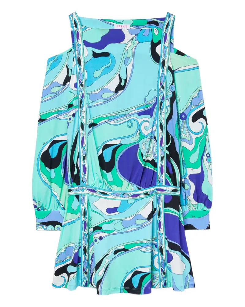 Emilio Pucci Kleid mit Schulterschliff-Print - Blau Blau