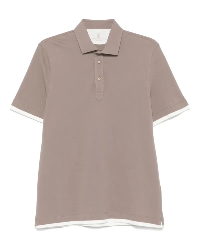 Brunello Cucinelli Poloshirt im Layering-Look - Braun Braun