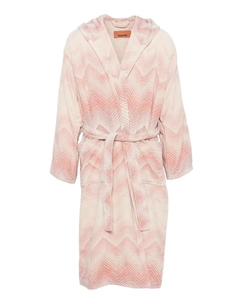 Missoni Kapuzen-Bademantel mit Zickzack-Print - Rosa Rosa