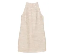 Tweed-Kleid mit Neckholder - Gold