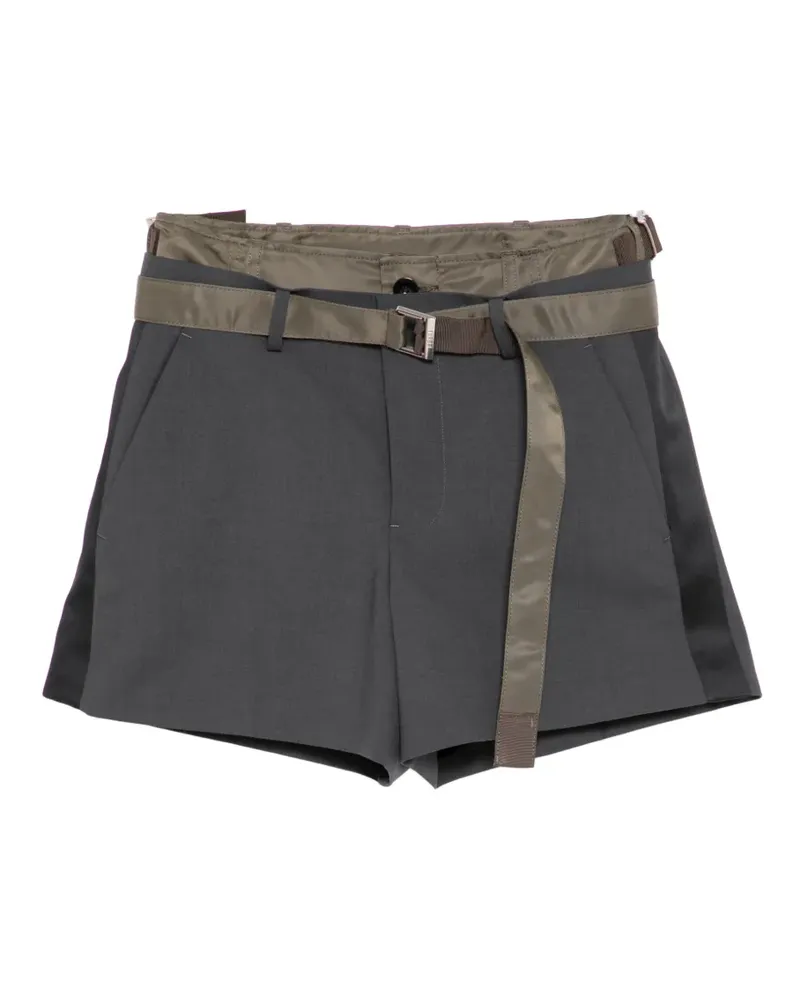 Sacai Gürtel-Shorts mit Seiteneinsätzen - Grau Grau