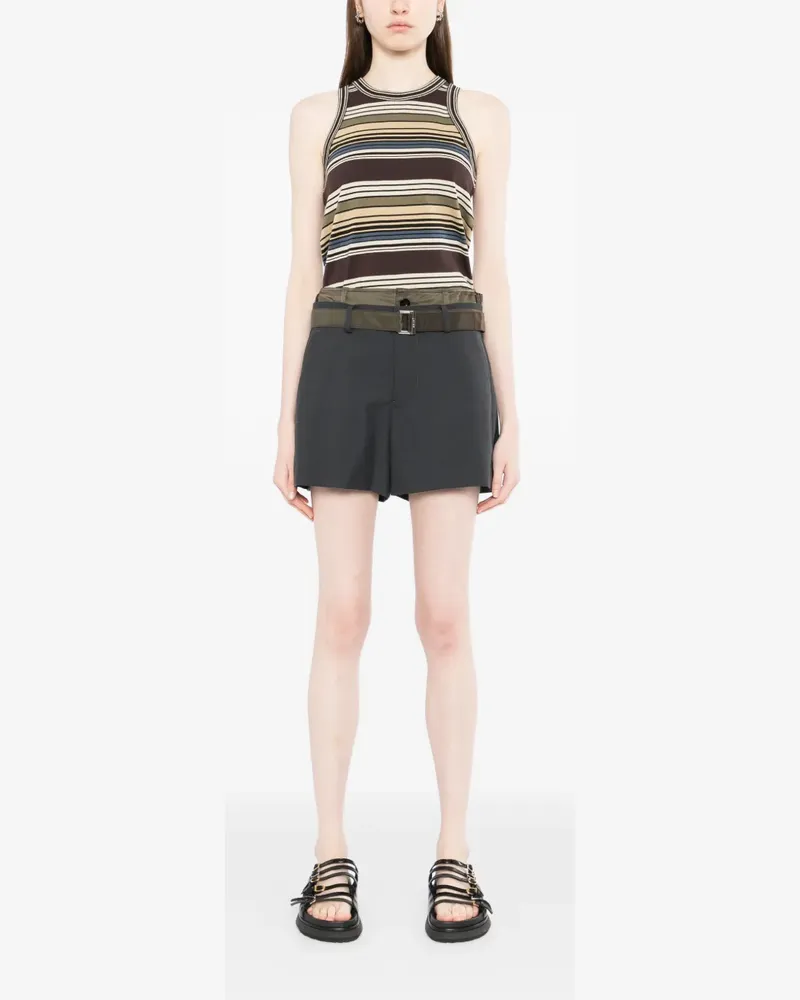 Sacai belt side-panel shorts - Grau Grau