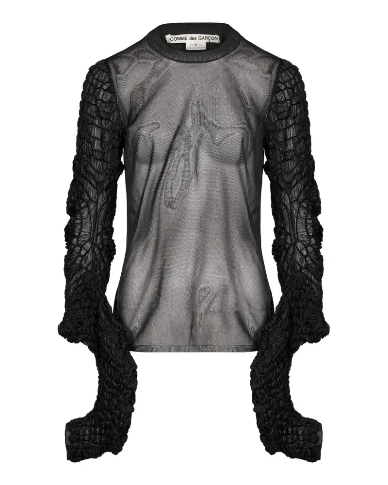 Comme des Garçons sheer ruched-sleeve top - Schwarz Schwarz