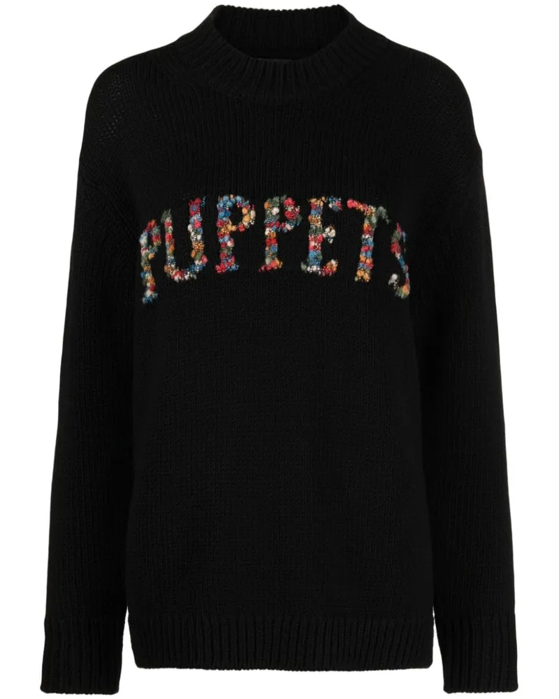 Puppets and Puppets Pullover mit Stickerei - Schwarz Schwarz