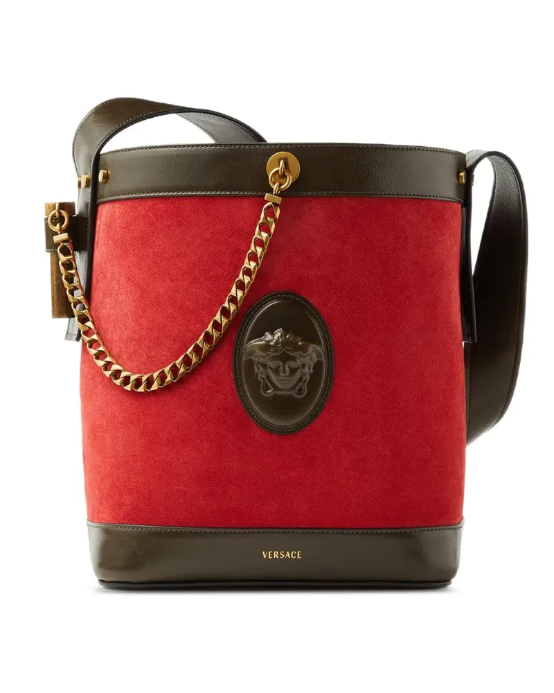 Versace Kleine Pivot Beuteltasche aus Wildleder - Rot Rot