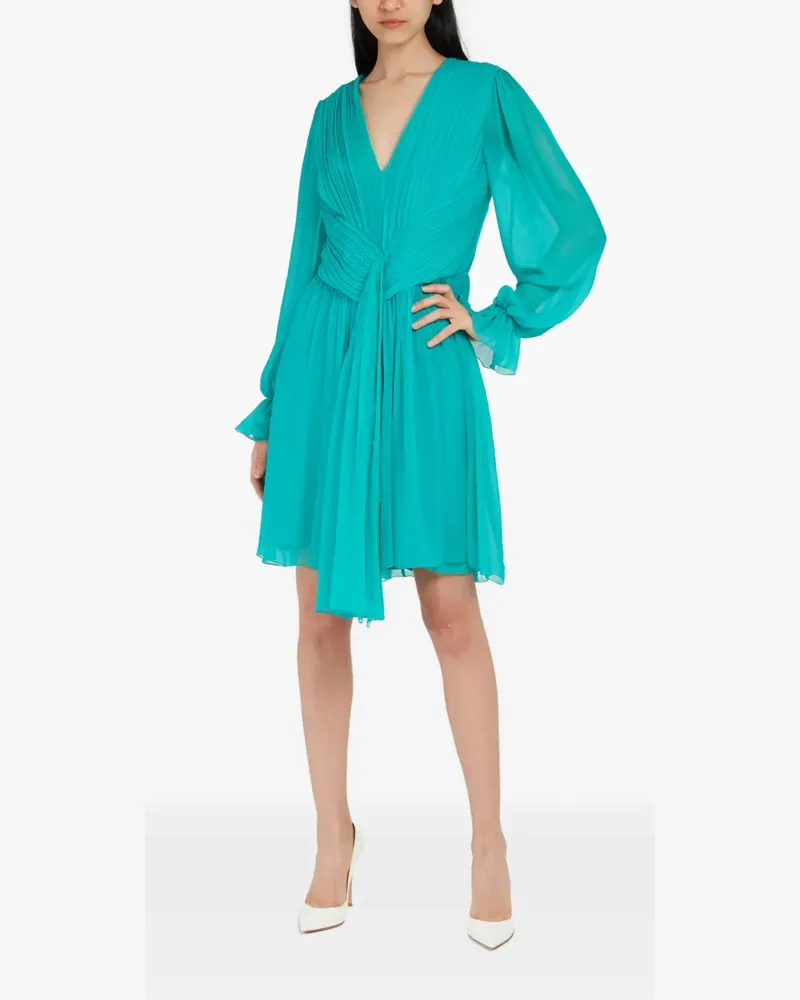 Alberta Ferretti pleated V-neck mini dress - Grün Grün