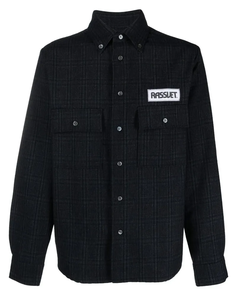 PACCBET RASSVET Kariertes Hemd mit Logo-Patch - Blau Blau