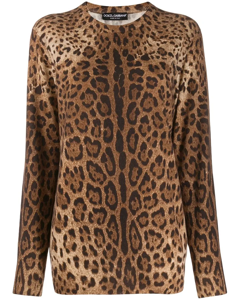 Dolce & Gabbana Kaschmirpullover mit Animal-Print - Braun Braun