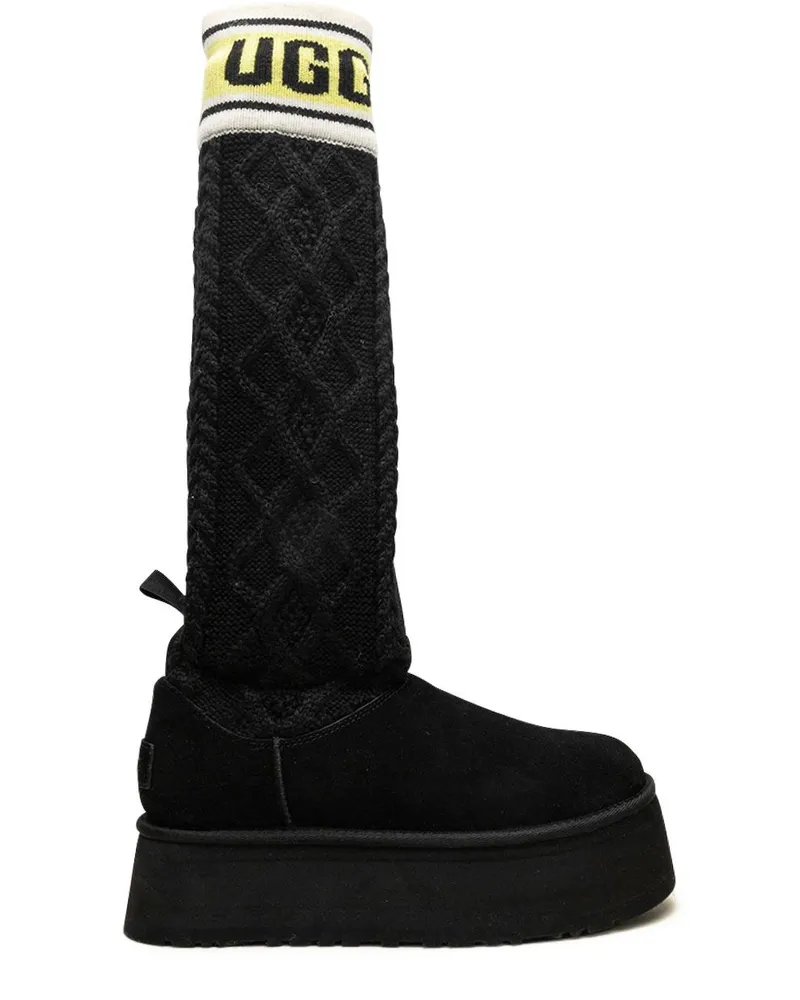 UGG Classic Sweater Letter Stiefel - Schwarz Schwarz