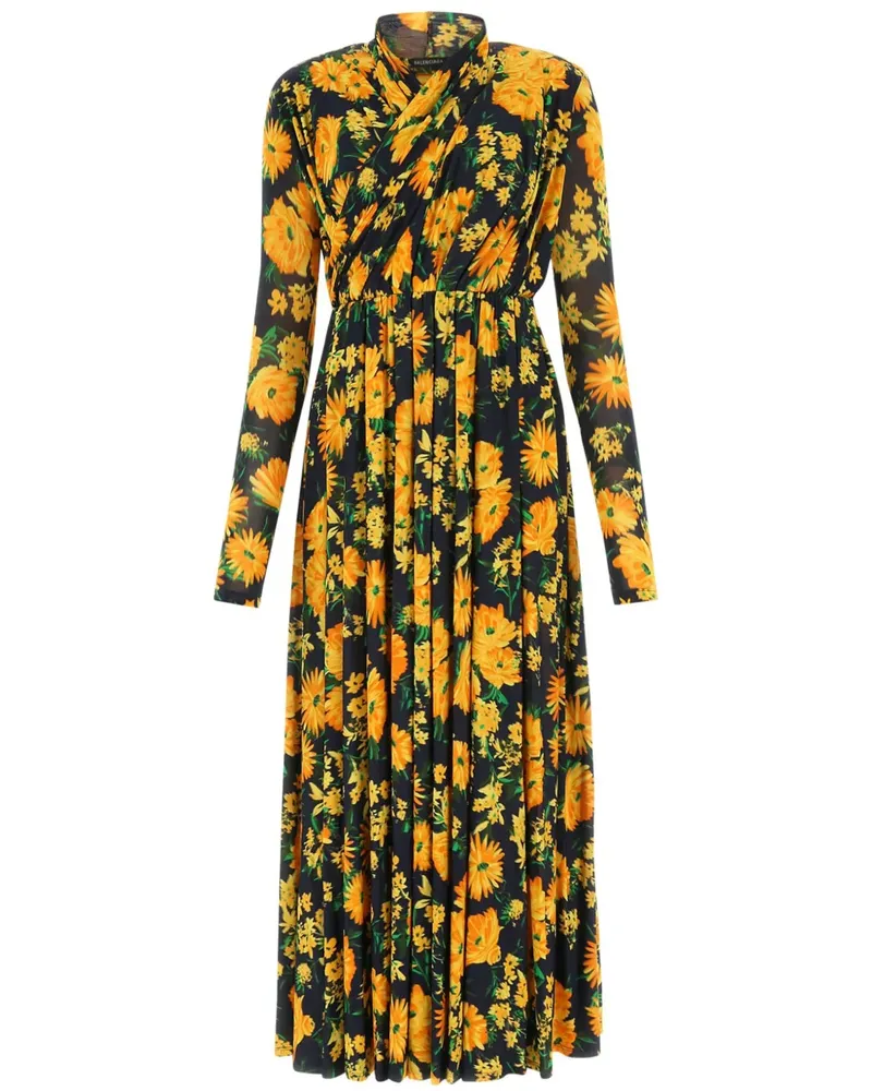 Balenciaga Maxikleid mit Blumen-Print - Gelb Gelb