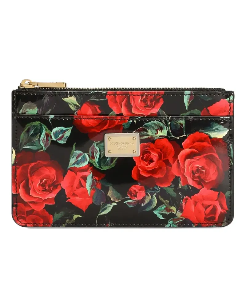 Dolce & Gabbana Dauphine Portemonnaie mit Rosen-Print - Schwarz Schwarz