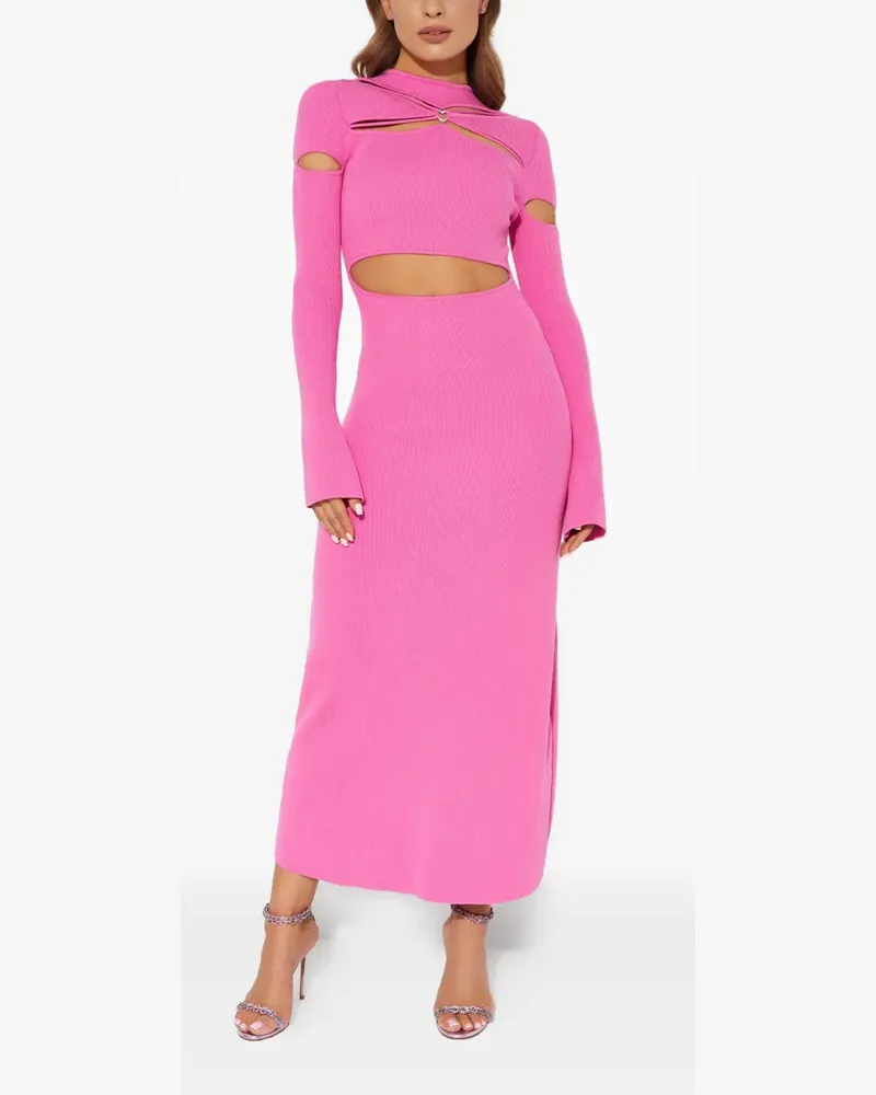Mach & Mach Camille cut-out crystal midi dress - Rosa Rosa