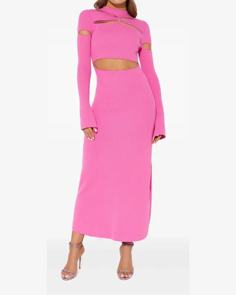 Mach & Mach Camille Midikleid mit Cut-Out - Rosa Rosa
