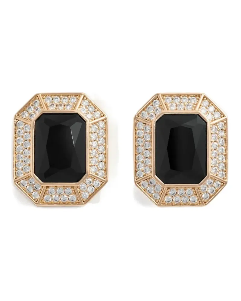 Self-Portrait crystal octagonal earrings - Gold Gold