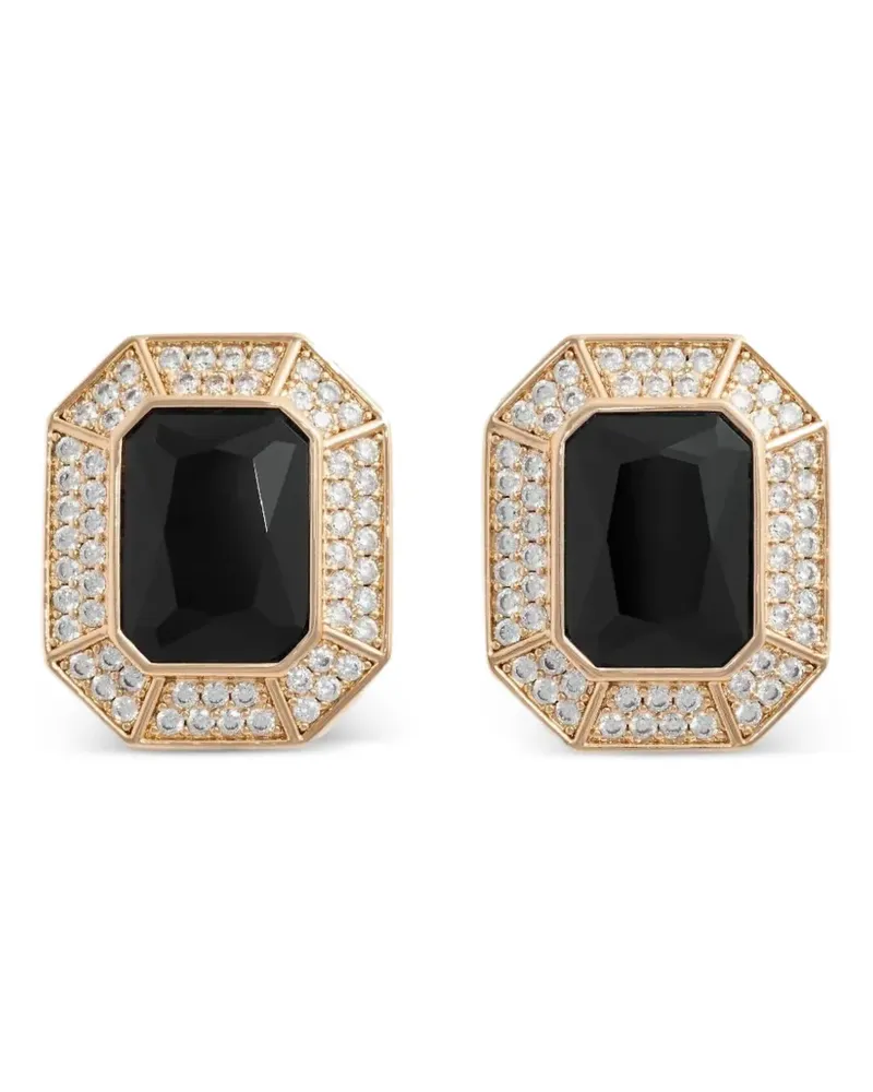 Self-Portrait crystal octagonal earrings - Gold Gold