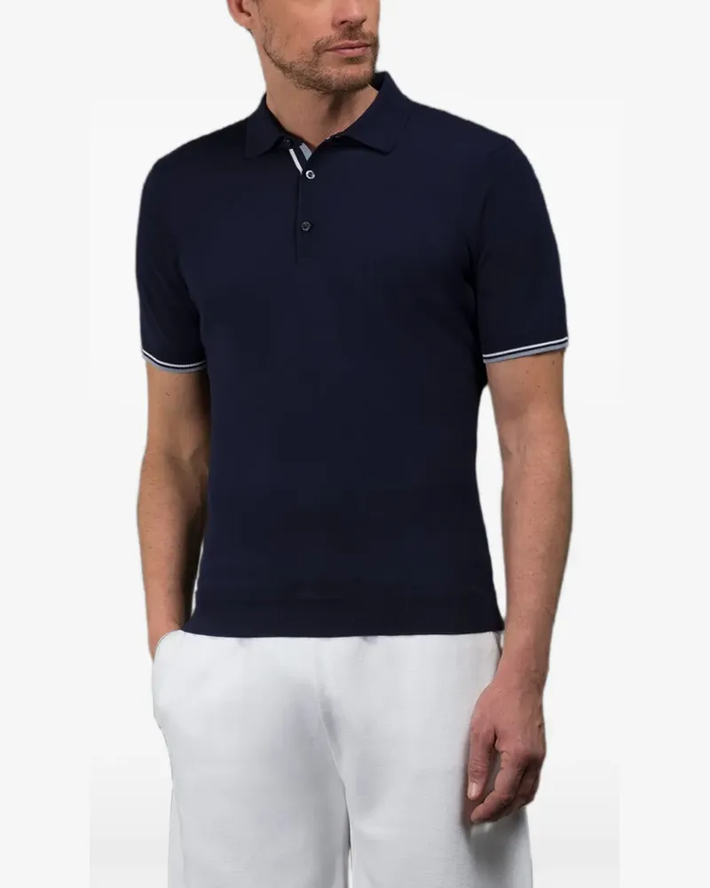 MOORER Adolfo-Cre button-fastening polo shirt - Blau Blau