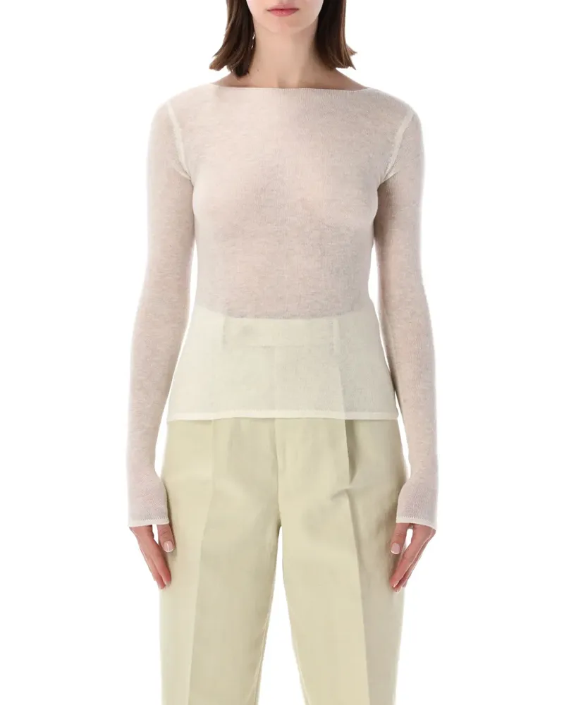 AURALEE sheer cashmere sweater - Nude Nude