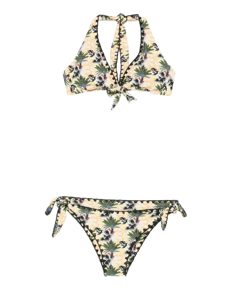 Anjuna palm-print halterneck bikini - Gelb Gelb