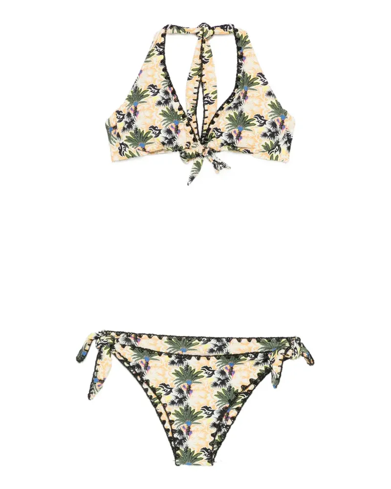 Anjuna palm-print halterneck bikini - Gelb Gelb