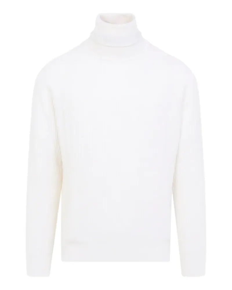 Canali Gerippter Rollkragenpullover - Weiß Weiß