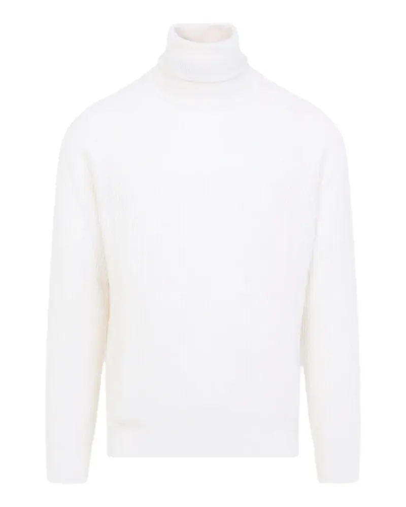 Canali Gerippter Rollkragenpullover - Weiß Weiß