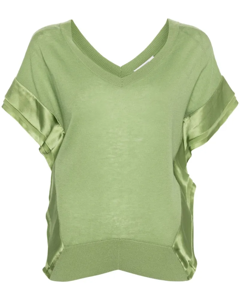 Dorothee Schumacher Kurzärmeliges Strickoberteil mit Glanzapplikation - Grün Grün