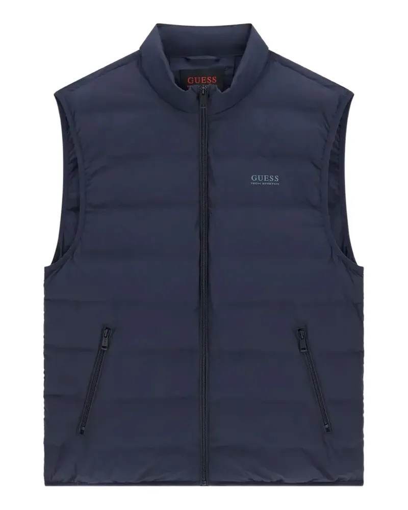 Guess quilted logo-detail gilet - Blau Blau