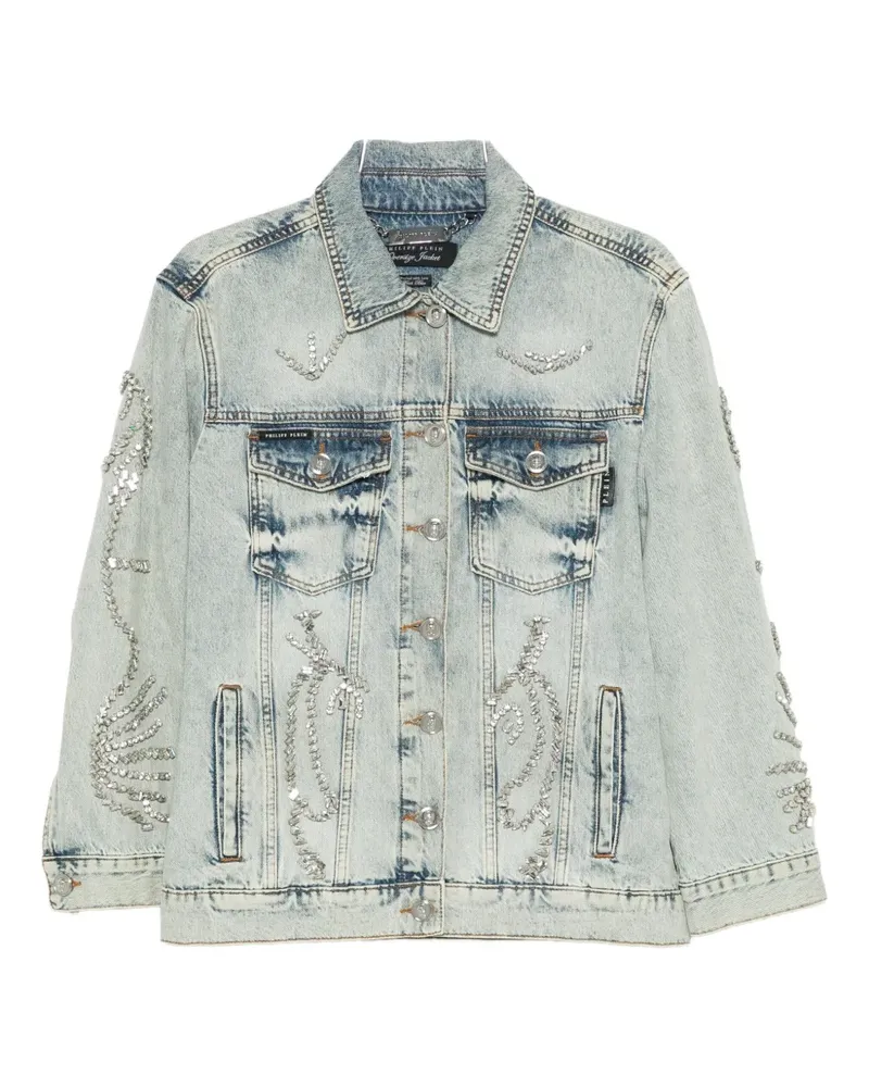 Philipp Plein Jeansjacke mit Kristallen - Blau Blau