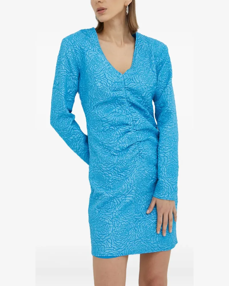 Gestuz Geblümtes Midikleid mit Raffung - Blau Blau