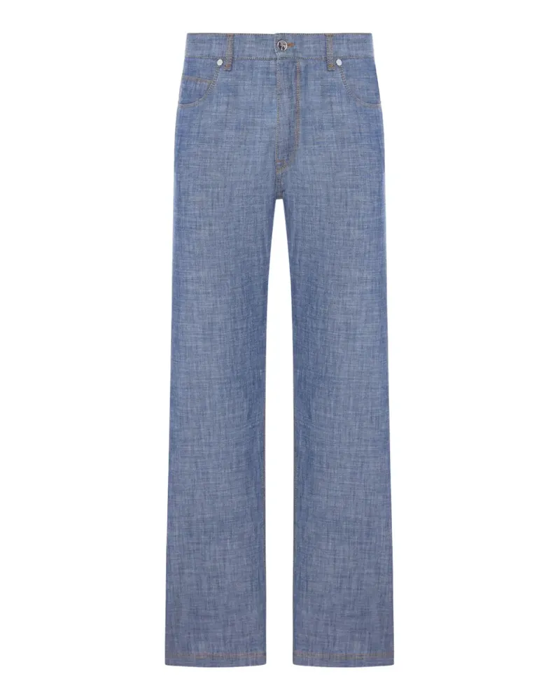 Fendi logo-patch straight-leg trousers - Blau Blau