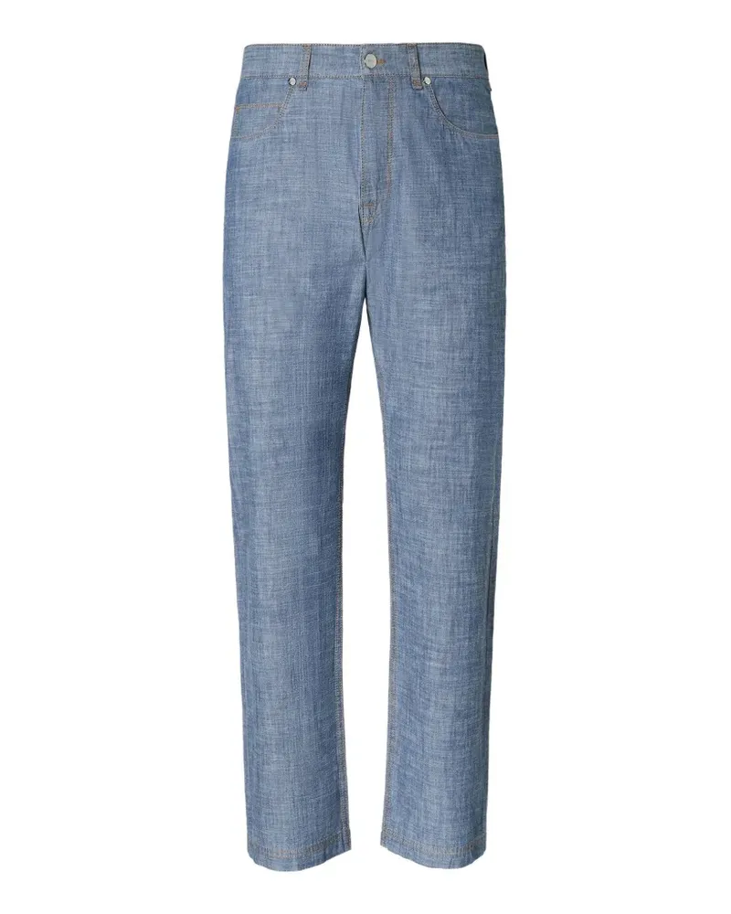 Fendi Gerade Hose mit Logo-Patch - Blau Blau
