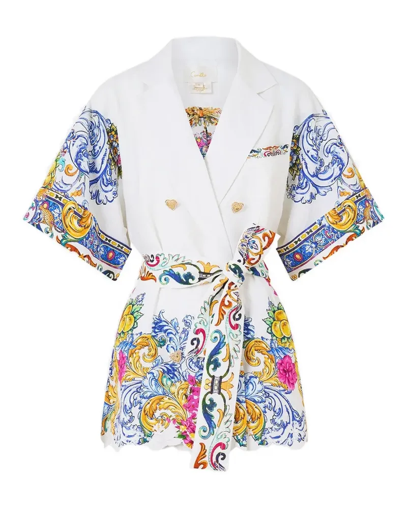 Camilla Milla in Sevilla double-breasted print jacket - Weiß Weiß