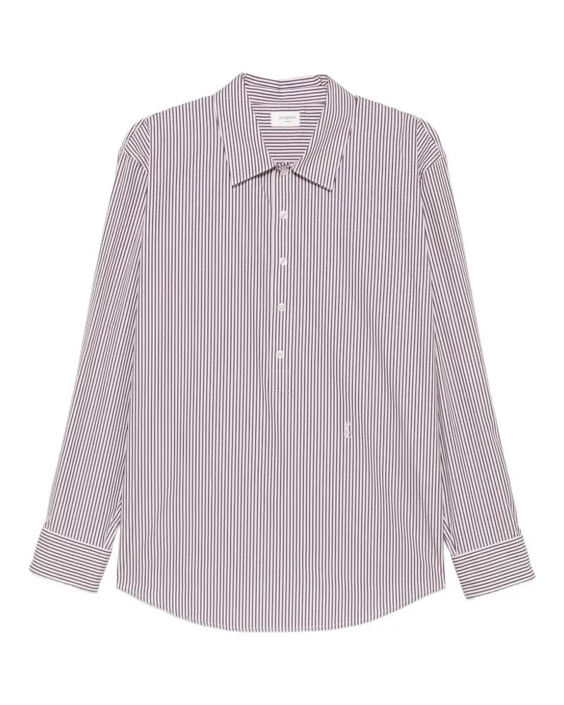 Saint Laurent Gestreiftes Cassandre Hemd - Weiß Weiß