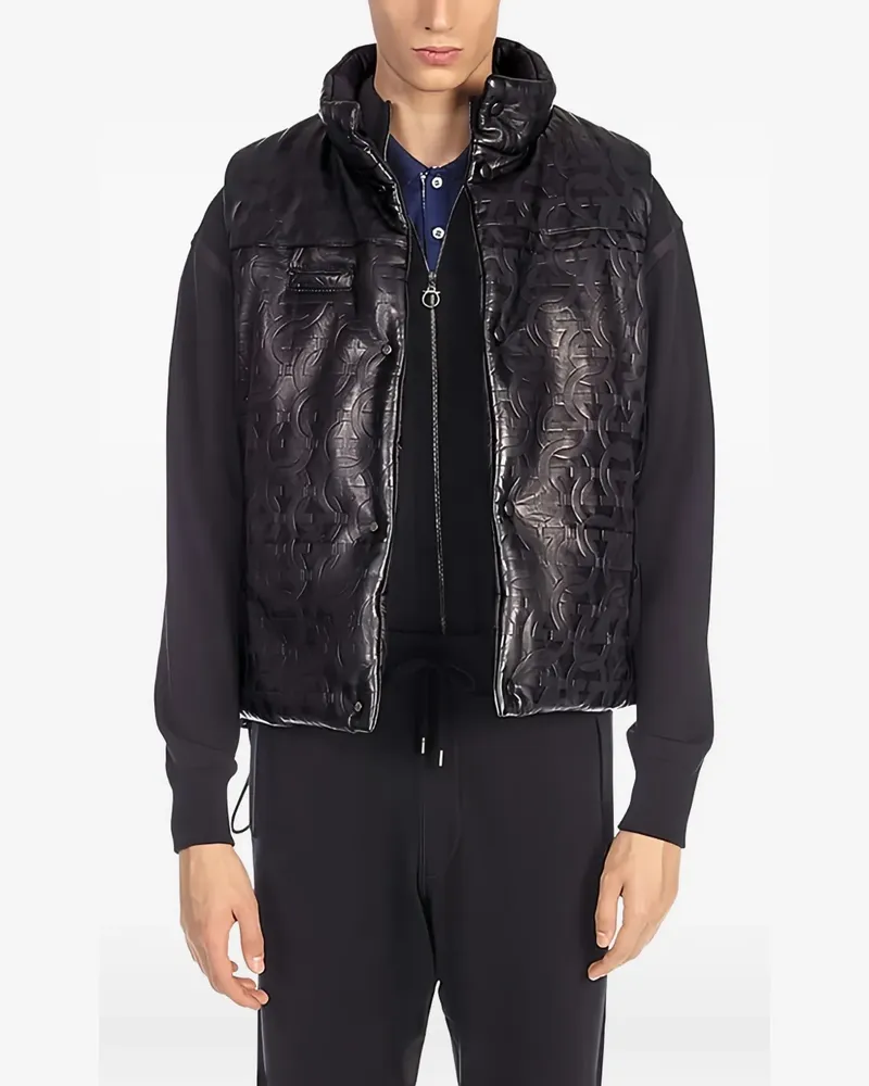 Ferragamo Gancini-embossed leather vest - Schwarz Schwarz