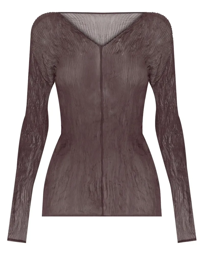 Issey Miyake Chiffon-Top - Braun Braun