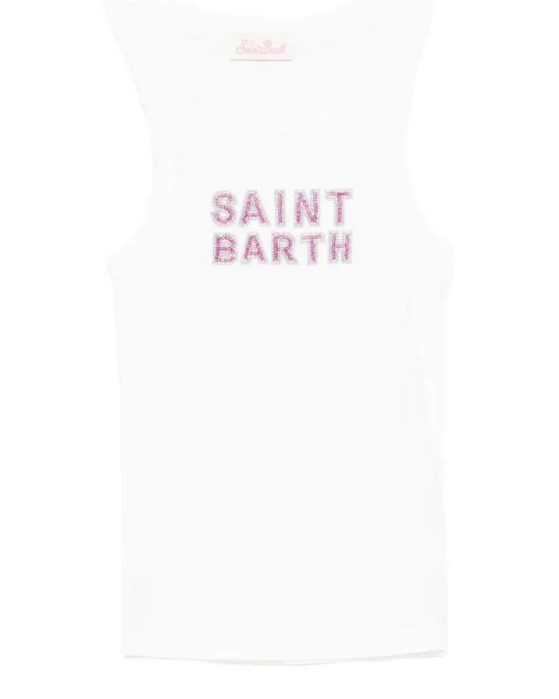 MC2 Saint Barth bead-embellished ribbed tank top - Weiß Weiß