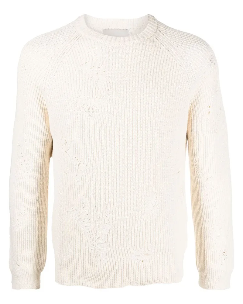 Laneus Gerippter Pullover im Distressed-Look Nude