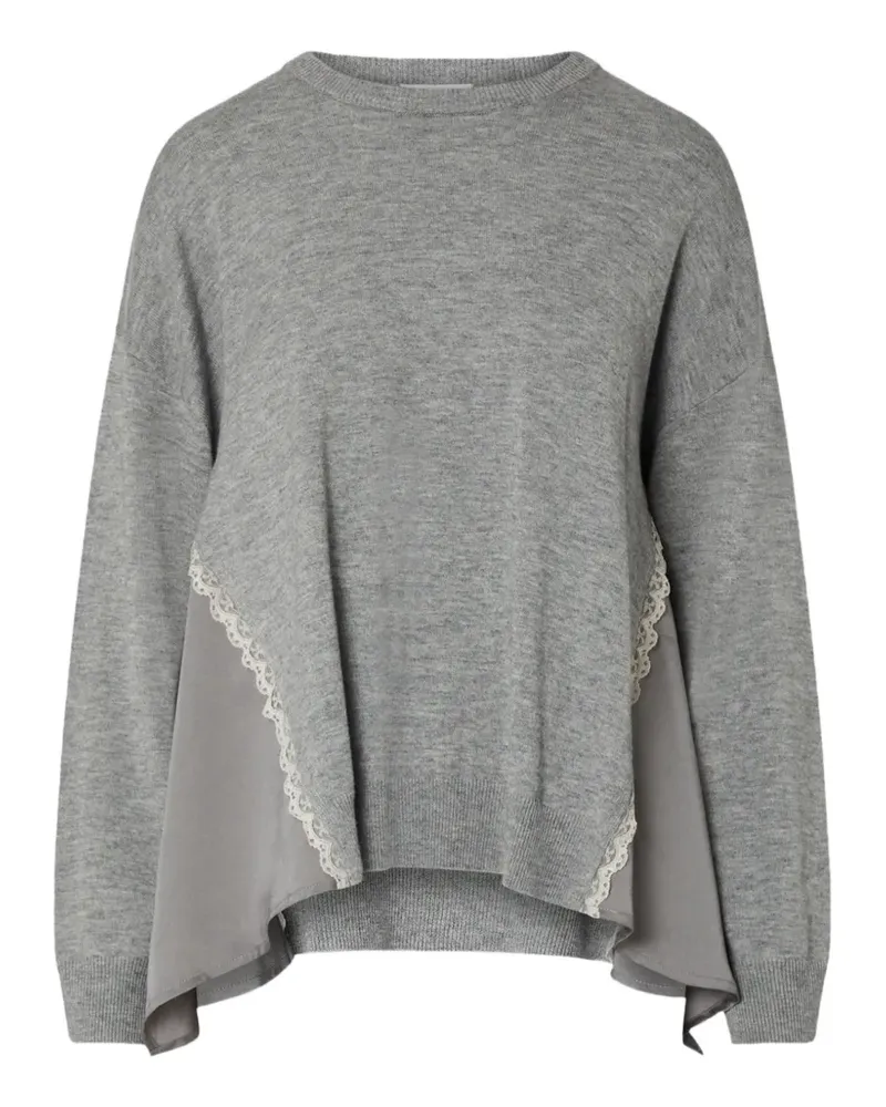 Liu Jo knit sweater with inserts in satin - Grau Grau