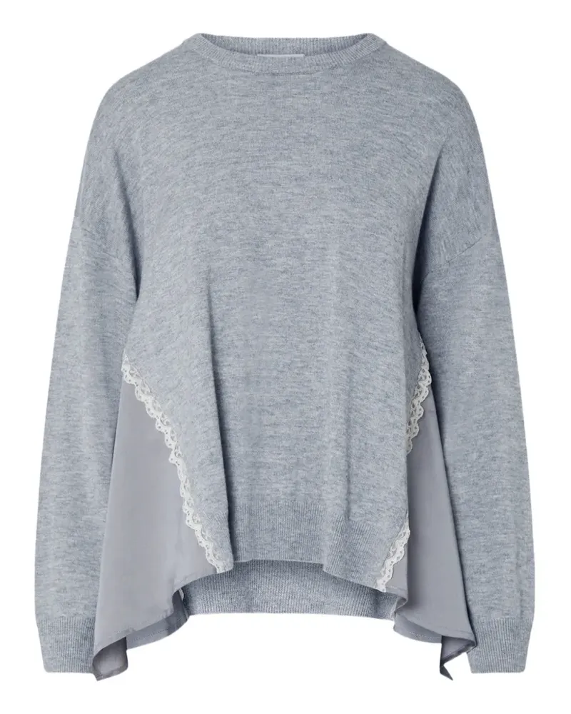 Liu Jo Strickpullover mit Einsätzen aus Satin - Grau Grau