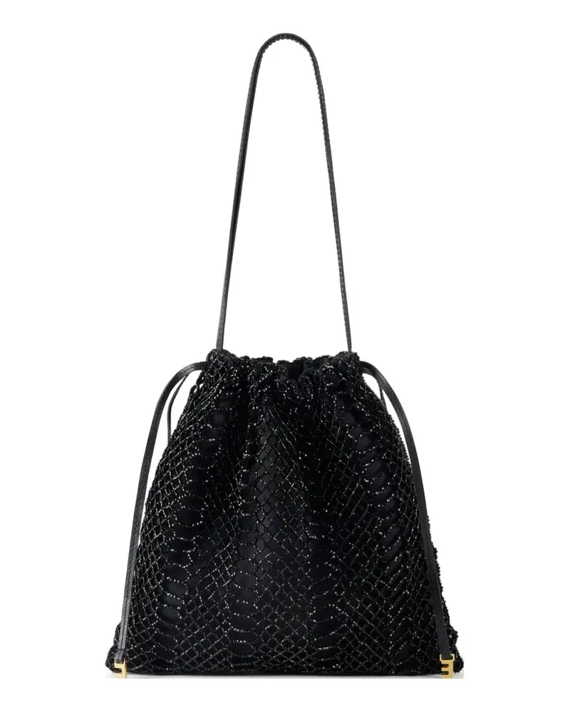 Elisabetta Franchi beaded-mesh bucket shoulder bag - Schwarz Schwarz