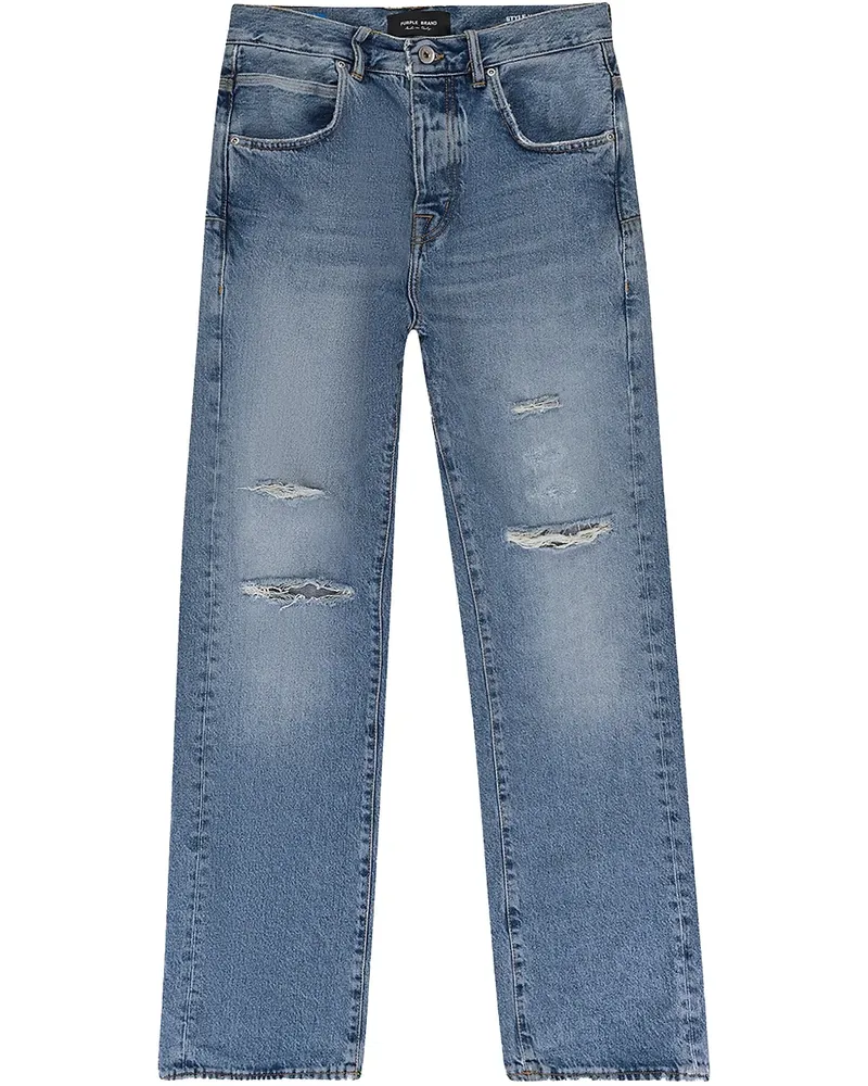 PURPLE BRAND P018 Stone Wash Destroy "Blue" Jeans - Blau Blau
