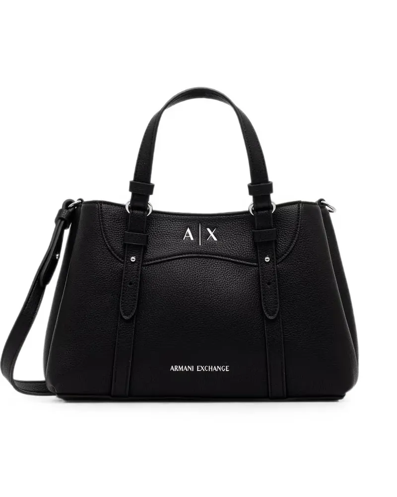 Armani Exchange Tote Bag mit Logo-Schild - Schwarz Schwarz