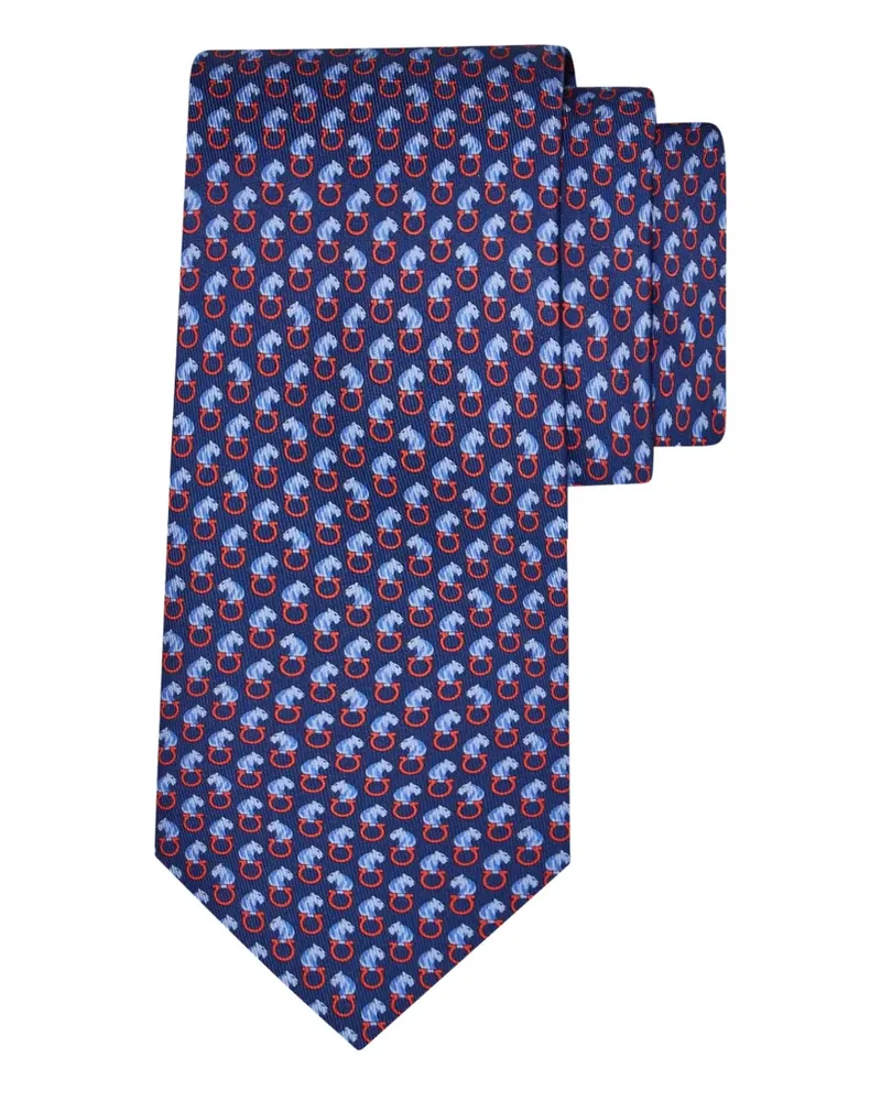 Ferragamo Gemusterte Seidenkrawatte - Blau Blau